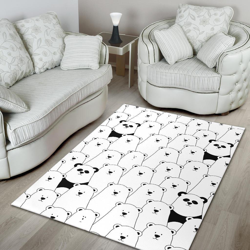 Polar Bear Panda Pattern Print Floor Mat-grizzshop