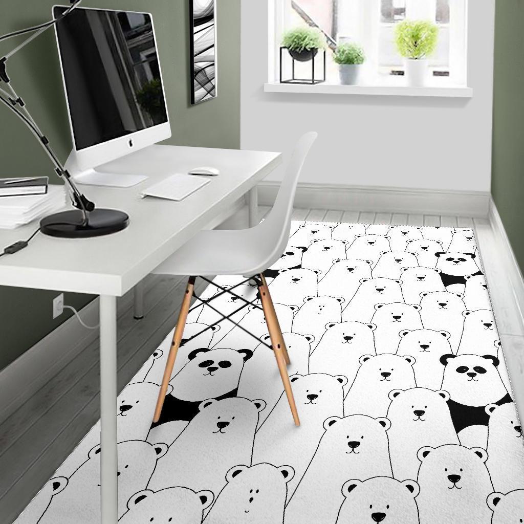 Polar Bear Panda Pattern Print Floor Mat-grizzshop