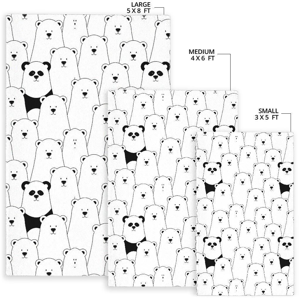 Polar Bear Panda Pattern Print Floor Mat-grizzshop