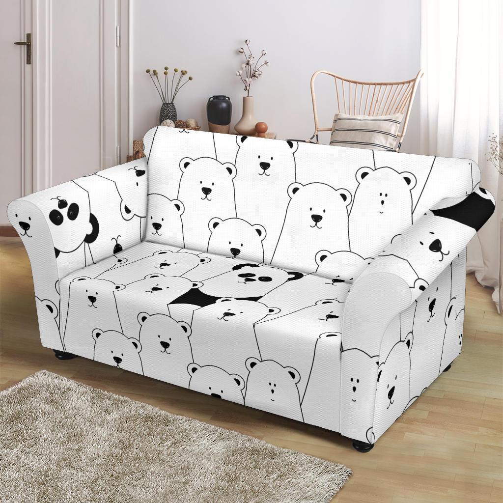 Polar Bear Panda Pattern Print Loveseat Cover-grizzshop