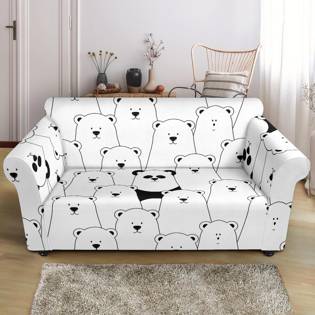 Polar Bear Panda Pattern Print Loveseat Cover-grizzshop