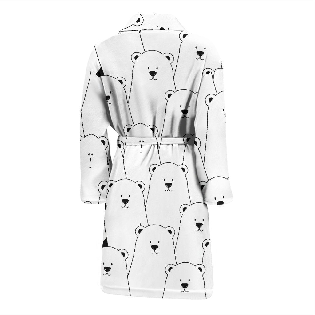 Polar Bear Panda Pattern Print Men Long Robe-grizzshop