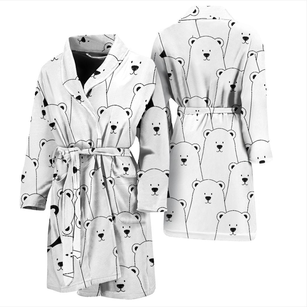 Polar Bear Panda Pattern Print Men Long Robe-grizzshop