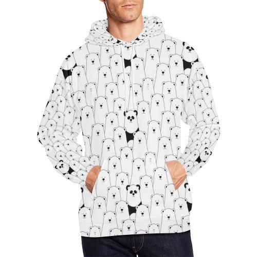Polar Bear Panda Pattern Print Men Pullover Hoodie-grizzshop