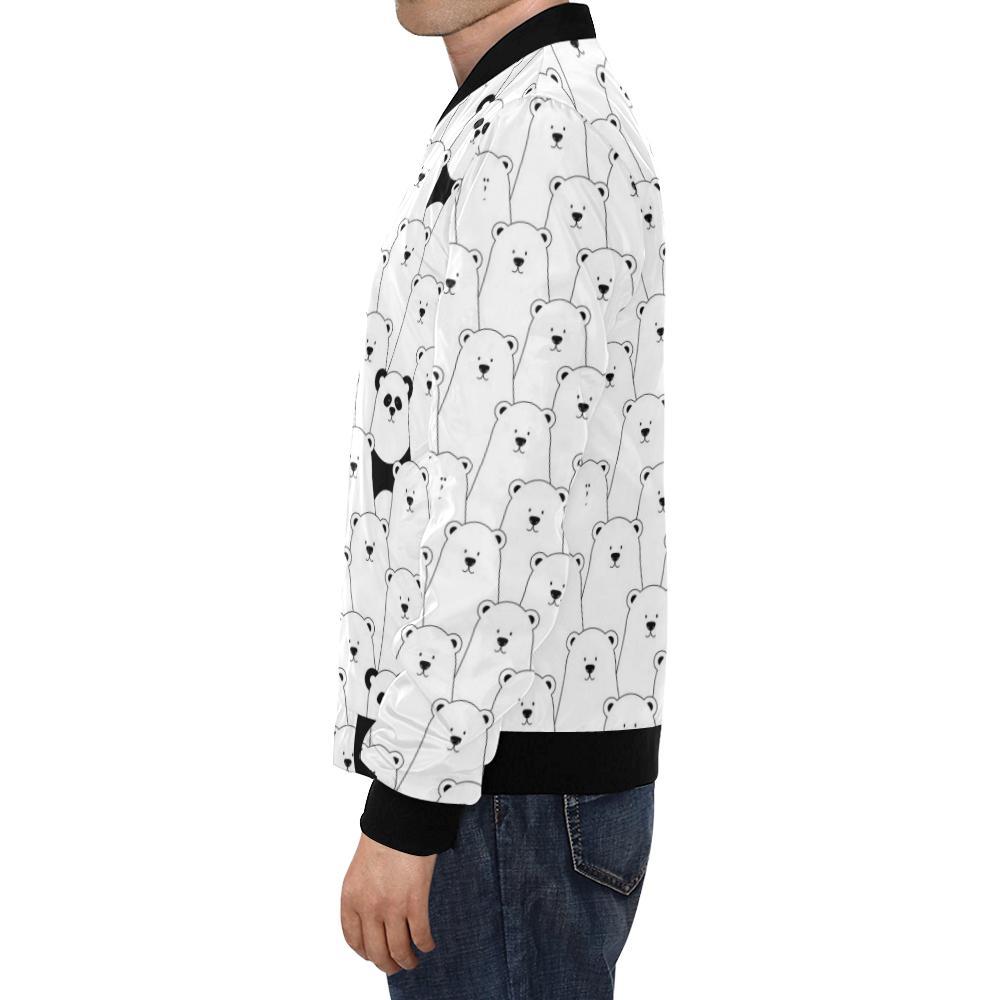 Polar Bear Panda Pattern Print Men's Bomber Jacket-grizzshop