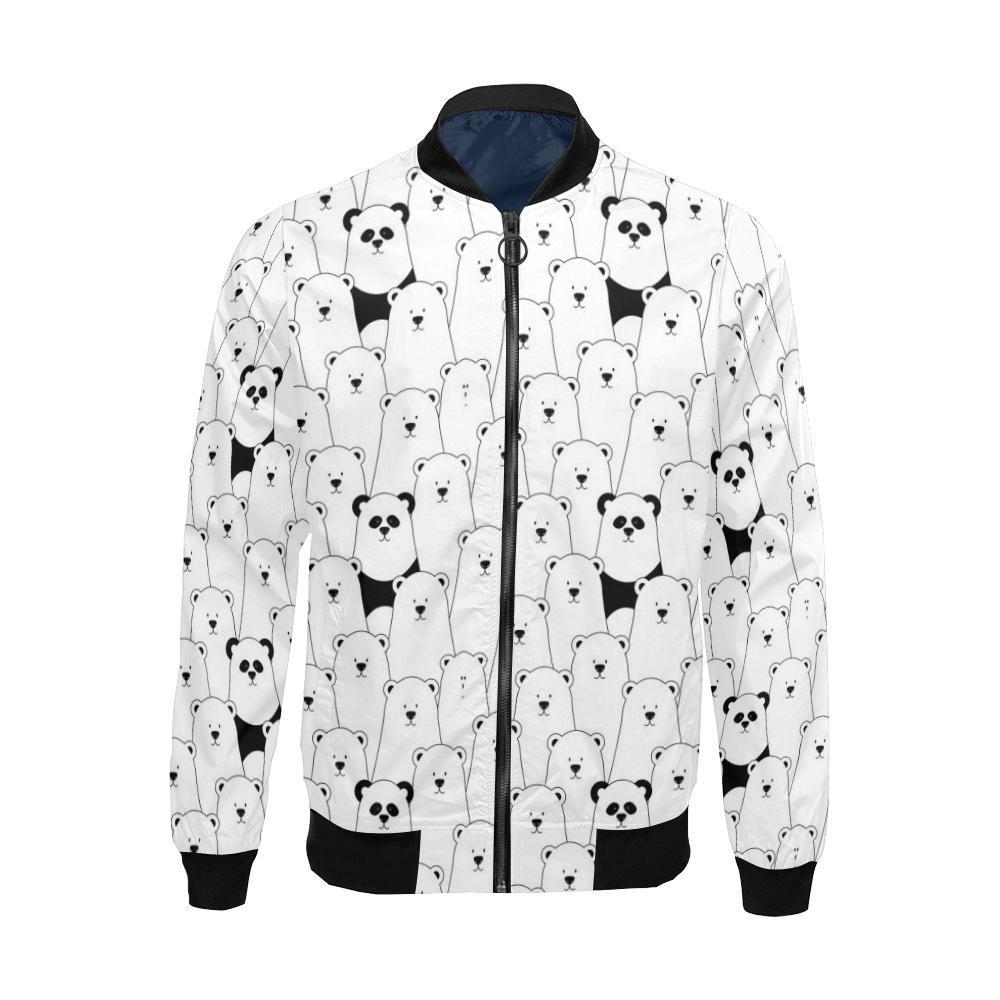 Polar Bear Panda Pattern Print Men's Bomber Jacket-grizzshop