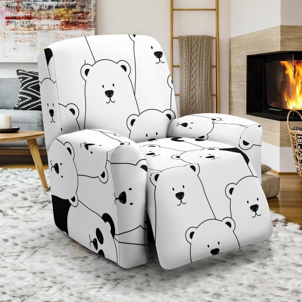 Polar Bear Panda Pattern Print Recliner Cover-grizzshop