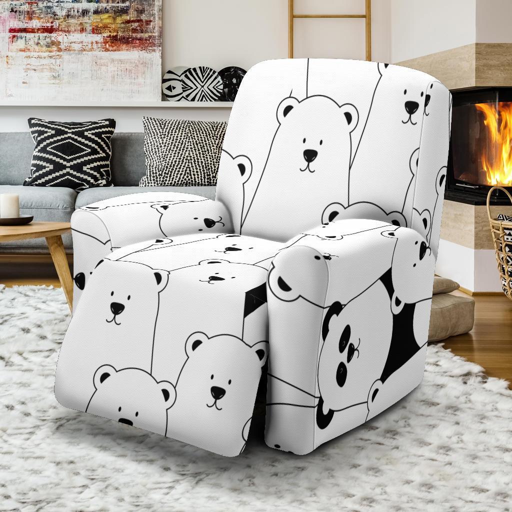 Polar Bear Panda Pattern Print Recliner Cover-grizzshop