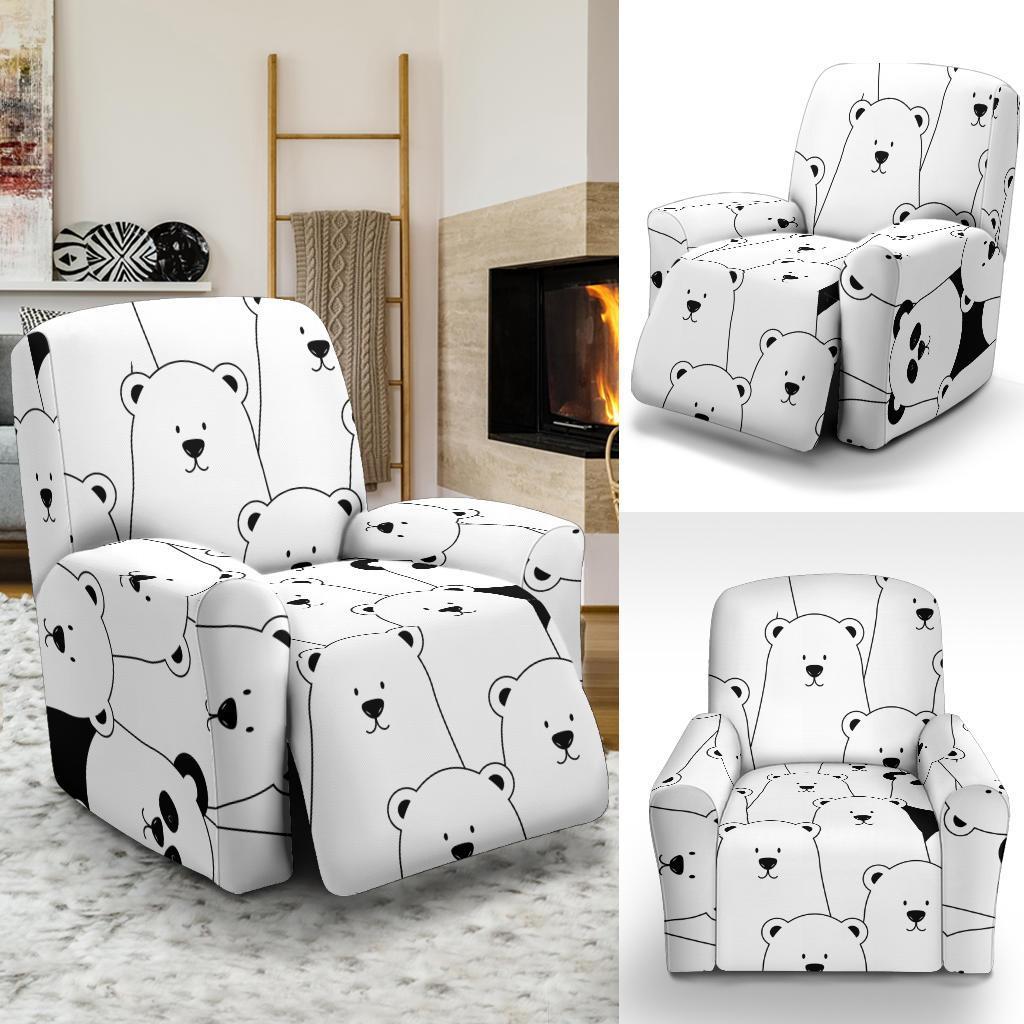 Polar Bear Panda Pattern Print Recliner Cover-grizzshop