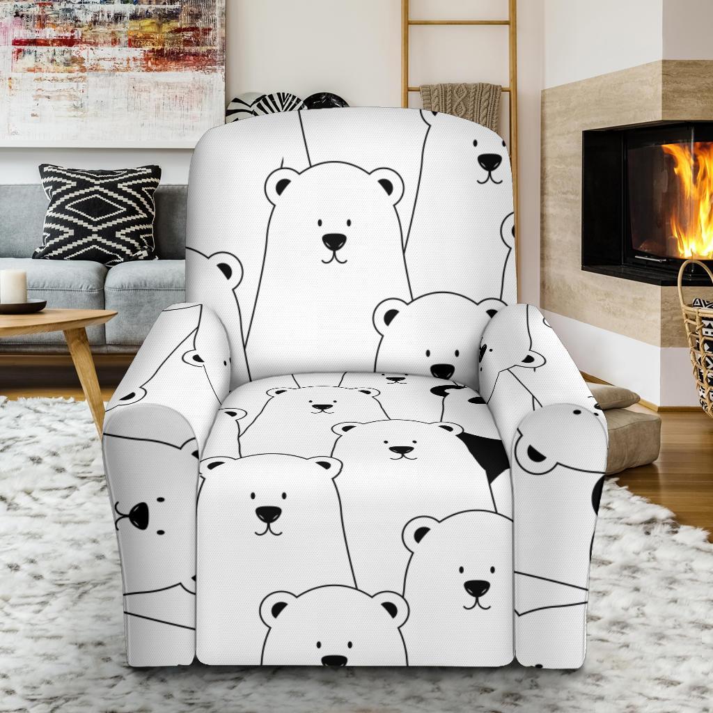 Polar Bear Panda Pattern Print Recliner Cover-grizzshop