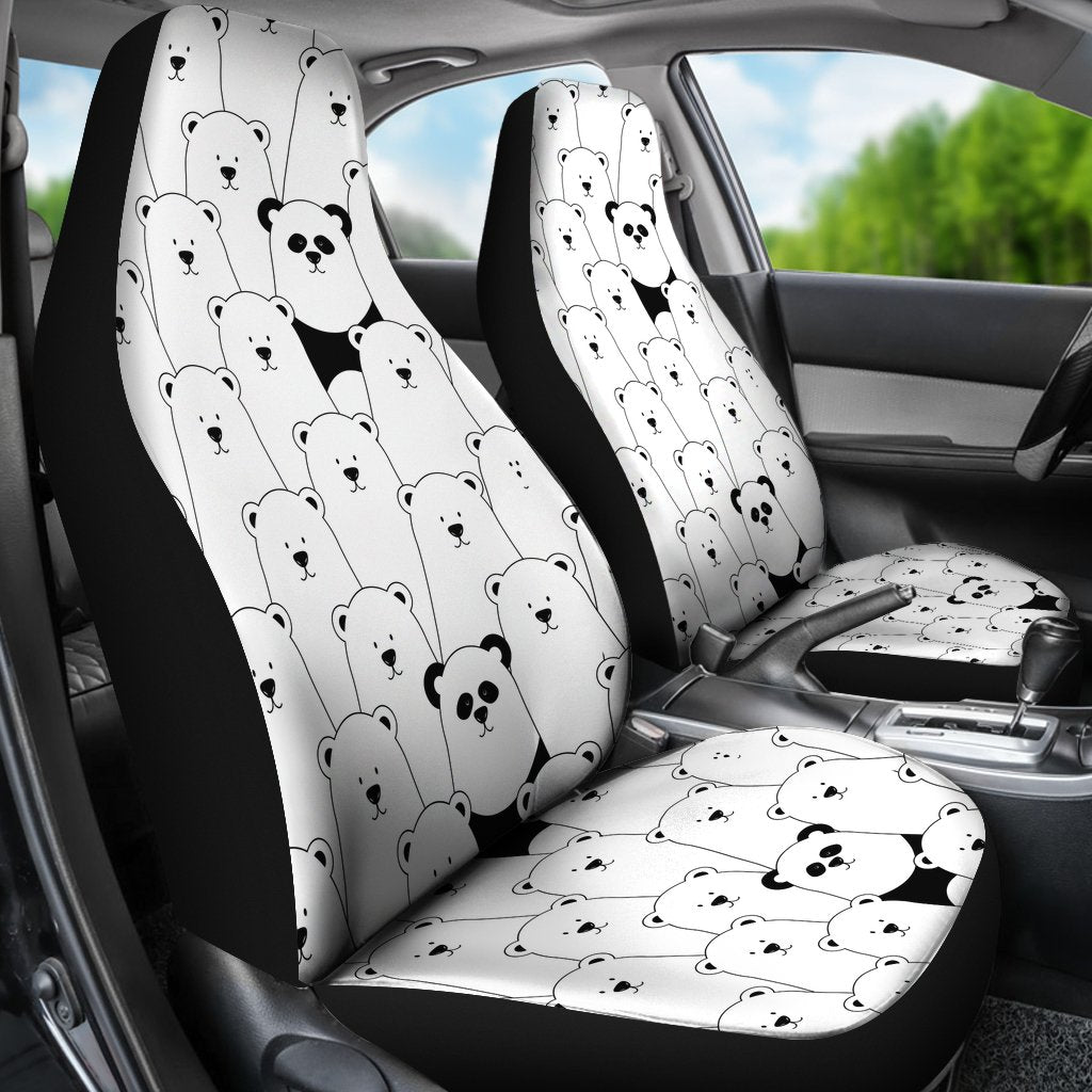 Polar Bear Panda Pattern Print Universal Fit Car Seat Cover-grizzshop