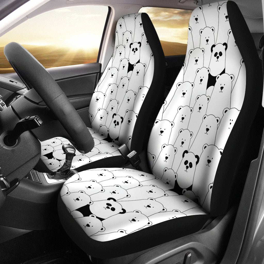 Polar Bear Panda Pattern Print Universal Fit Car Seat Cover-grizzshop