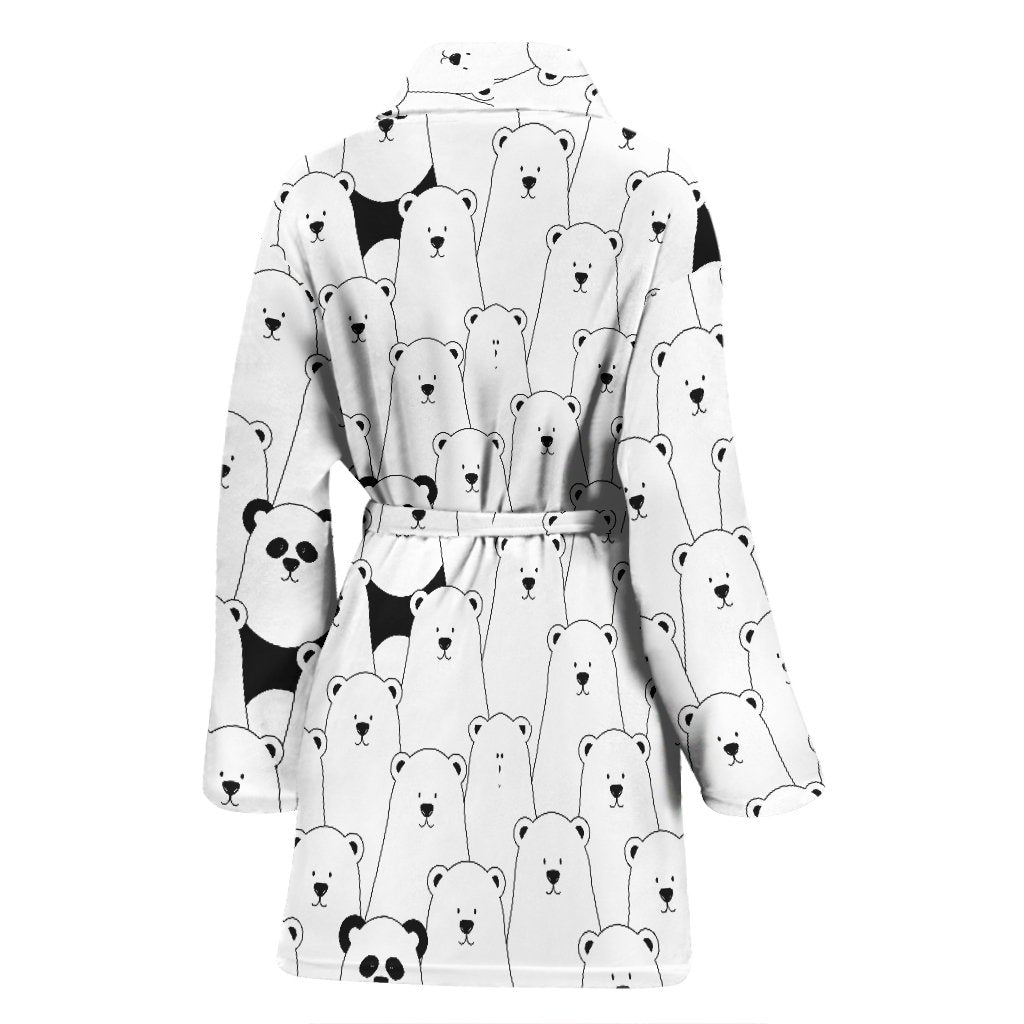 Polar Bear Panda Pattern Print Women Long Robe-grizzshop