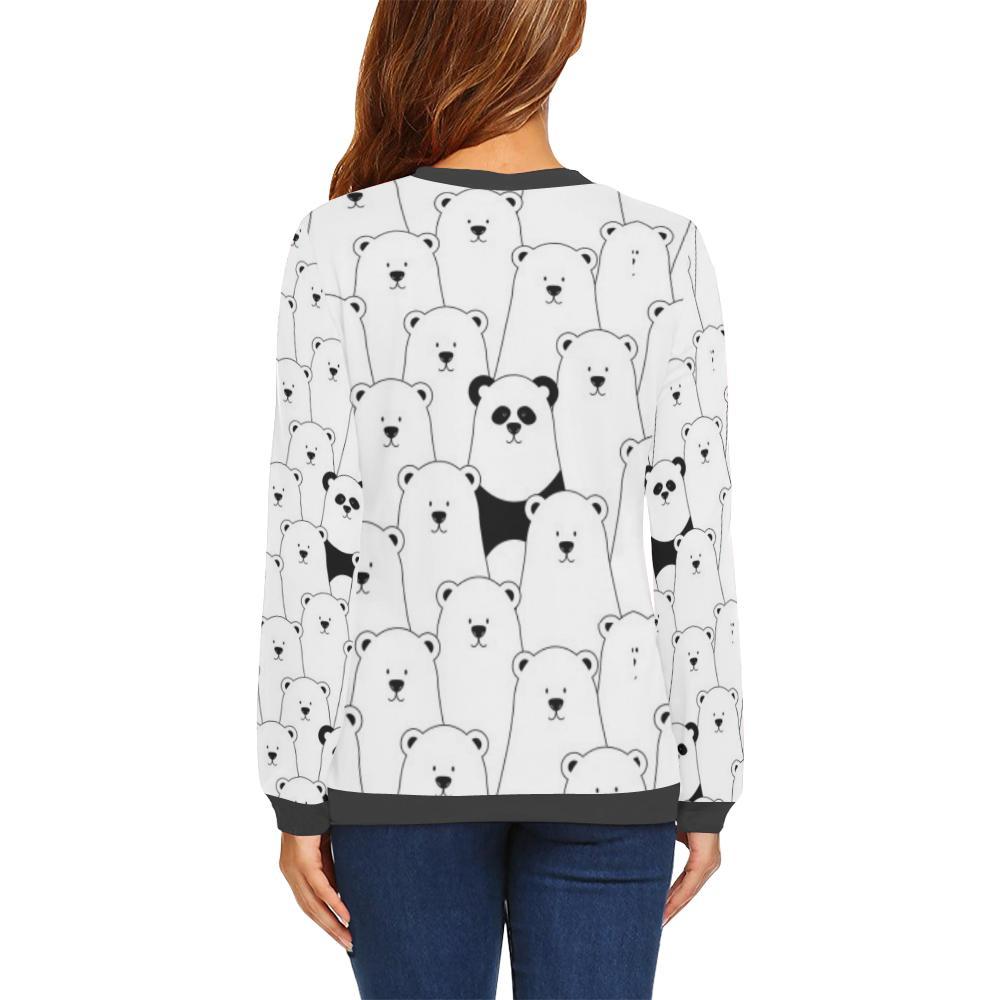 Polar Bear Panda Pattern Print Women's Sweatshirt-grizzshop