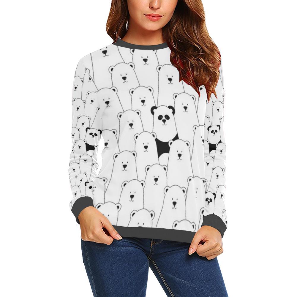 Polar Bear Panda Pattern Print Women's Sweatshirt-grizzshop