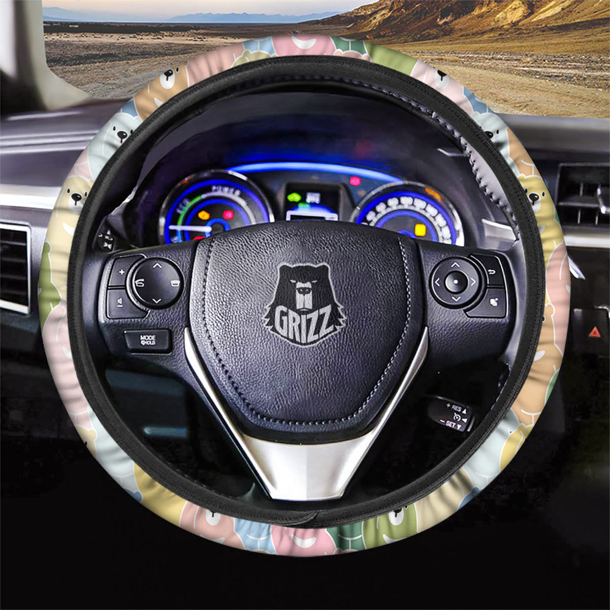 Polar Bear Pastel Print Pattern Car Steering Wheel Cover-grizzshop