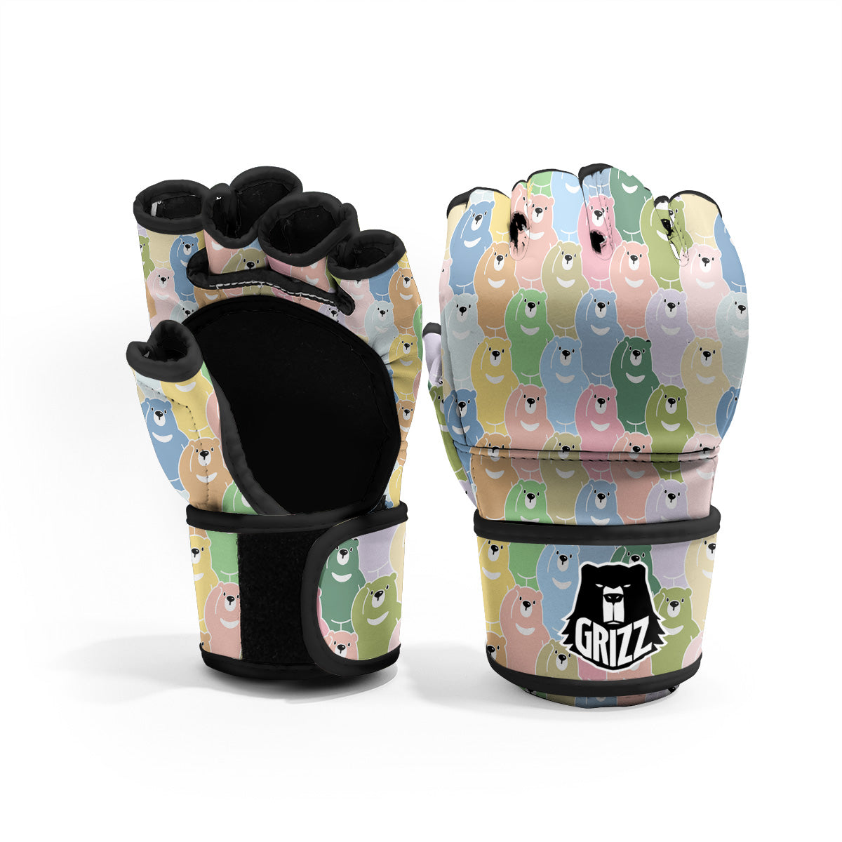 Polar Bear Pastel Print Pattern MMA Gloves-grizzshop