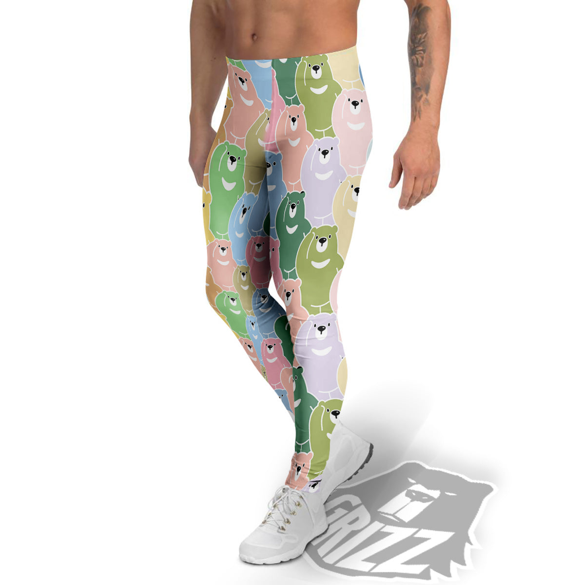 Polar Bear Pastel Print Pattern Men's Leggings-grizzshop