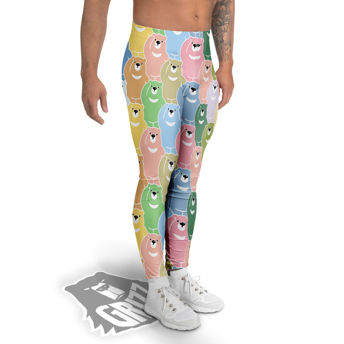 Polar Bear Pastel Print Pattern Men's Leggings-grizzshop