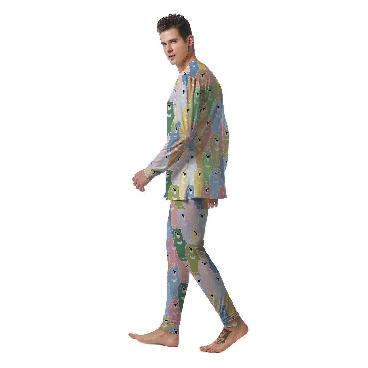 Polar Bear Pastel Print Pattern Men's Pajamas-grizzshop