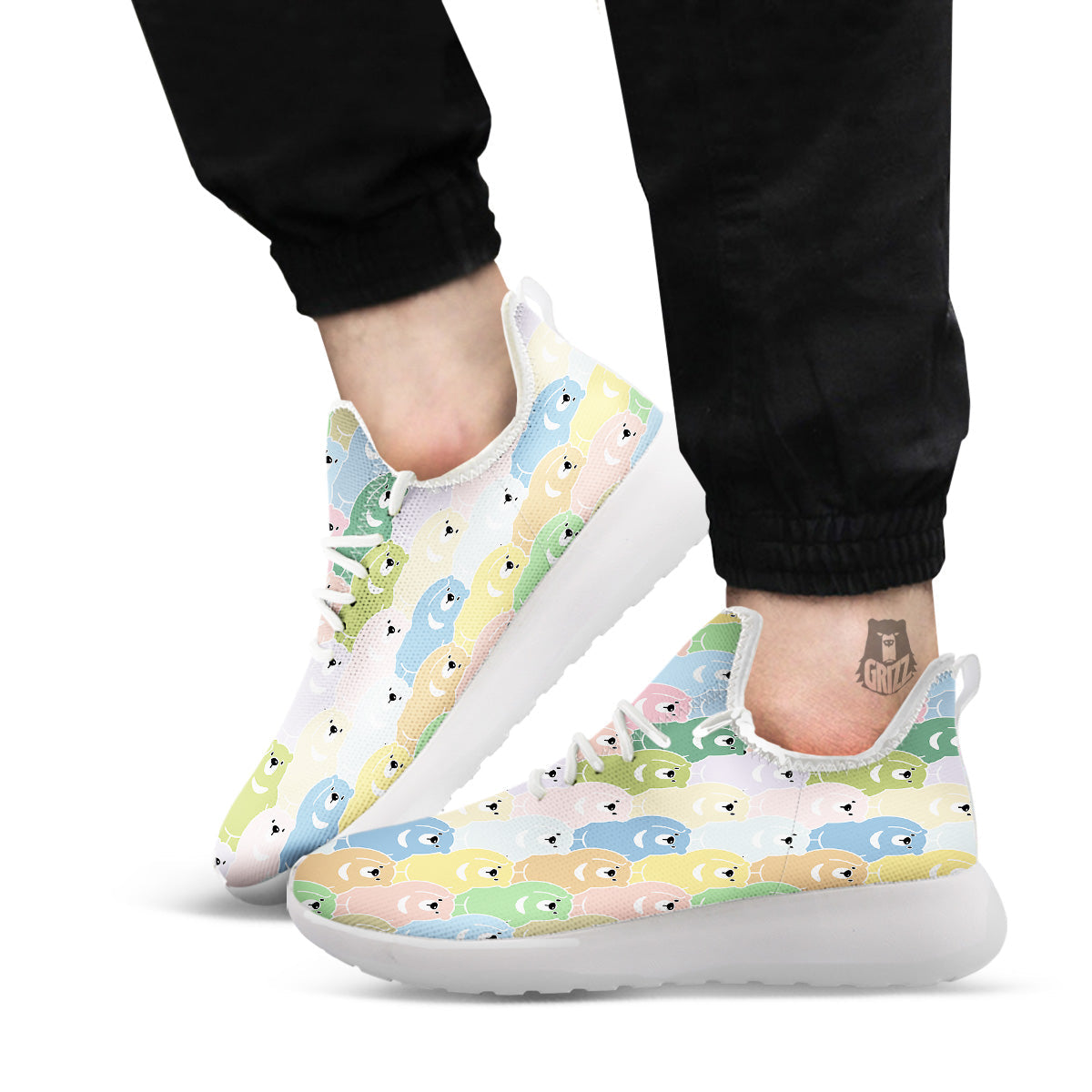 Polar Bear Pastel Print Pattern White Athletic Shoes-grizzshop