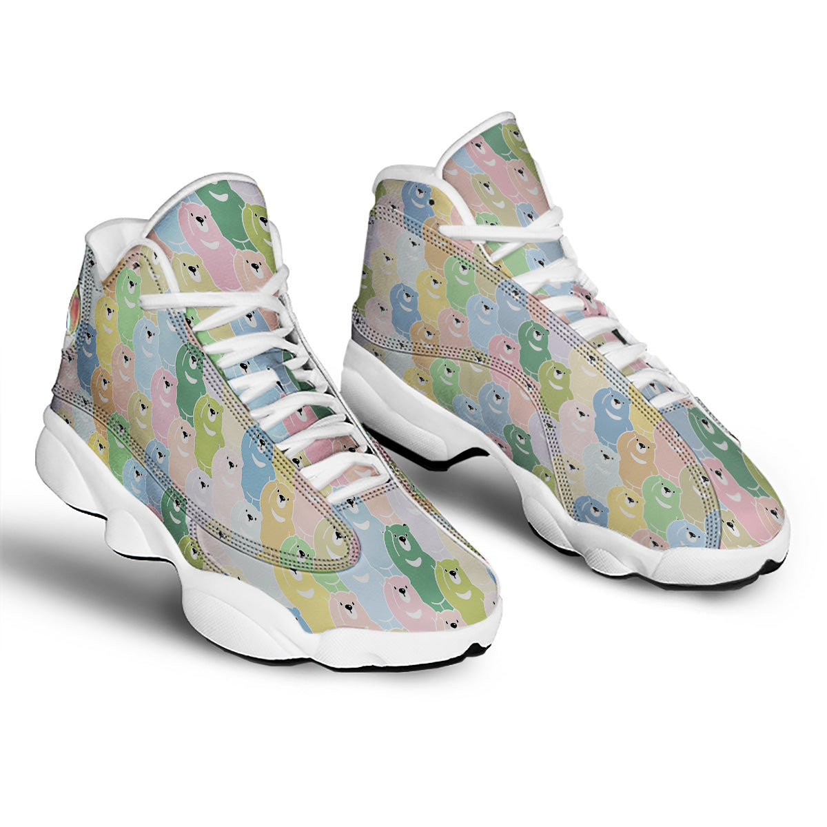Polar Bear Pastel Print Pattern White Basketball Shoes-grizzshop