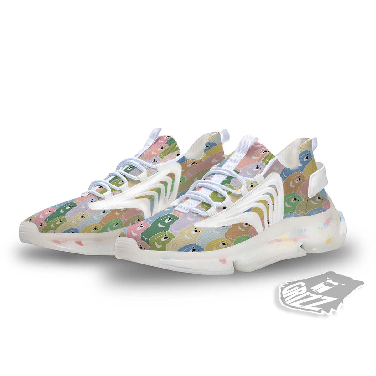 Polar Bear Pastel Print Pattern White Gym Shoes-grizzshop