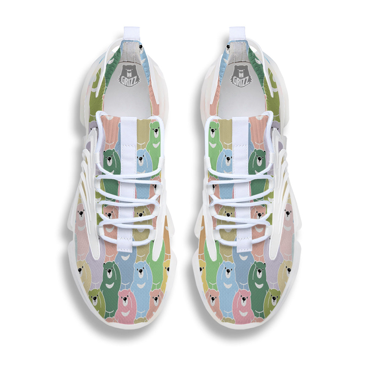 Polar Bear Pastel Print Pattern White Gym Shoes-grizzshop