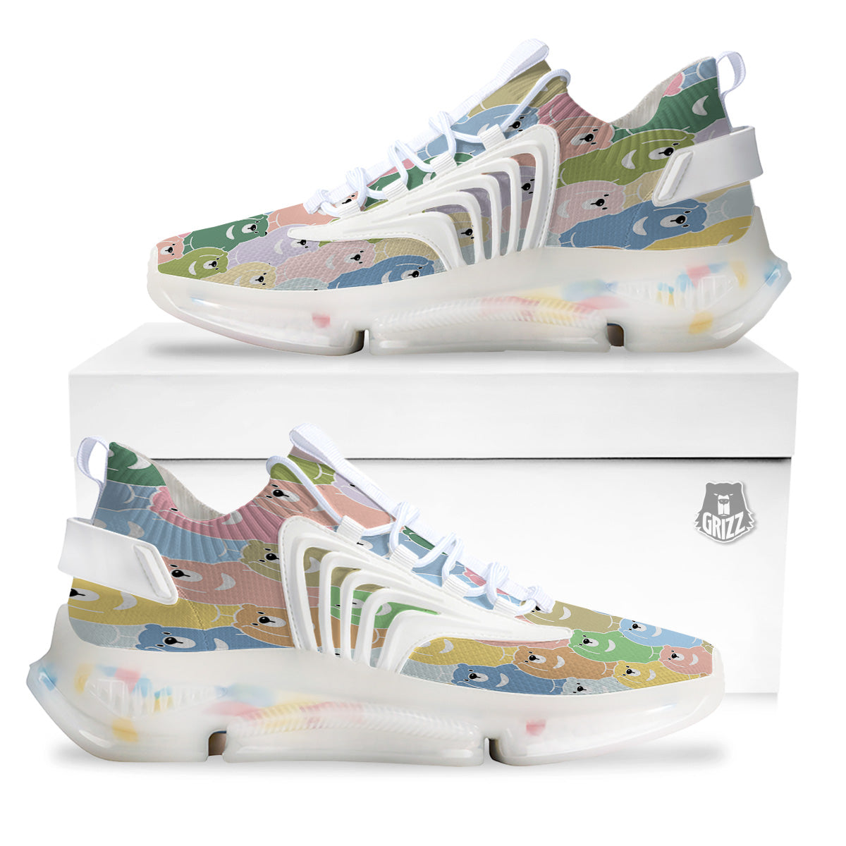 Polar Bear Pastel Print Pattern White Gym Shoes-grizzshop