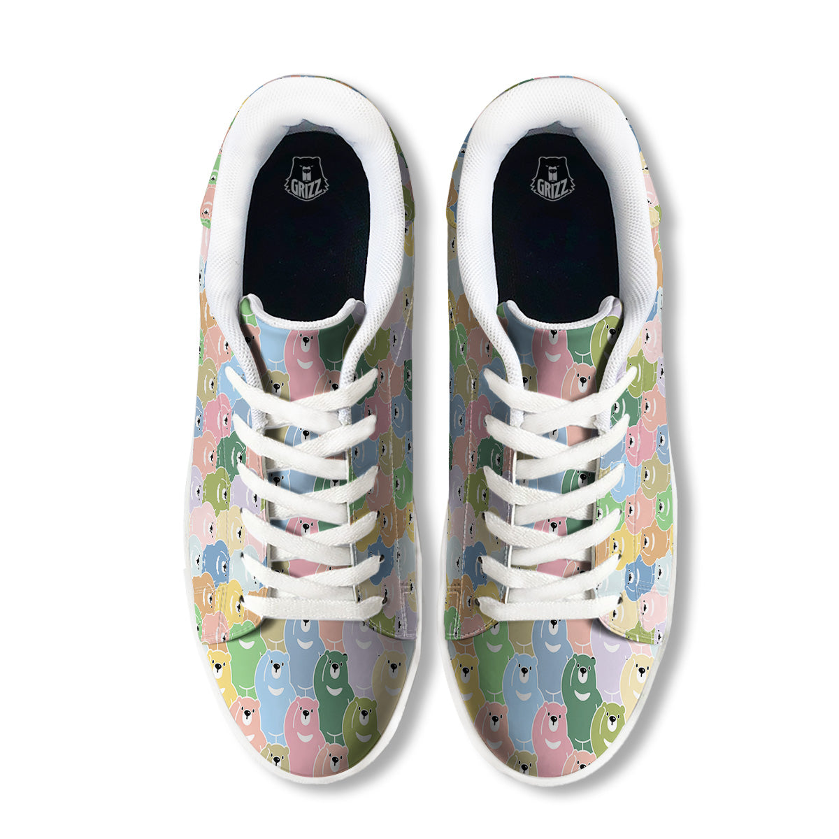 Polar Bear Pastel Print Pattern White Low Top Sneakers-grizzshop