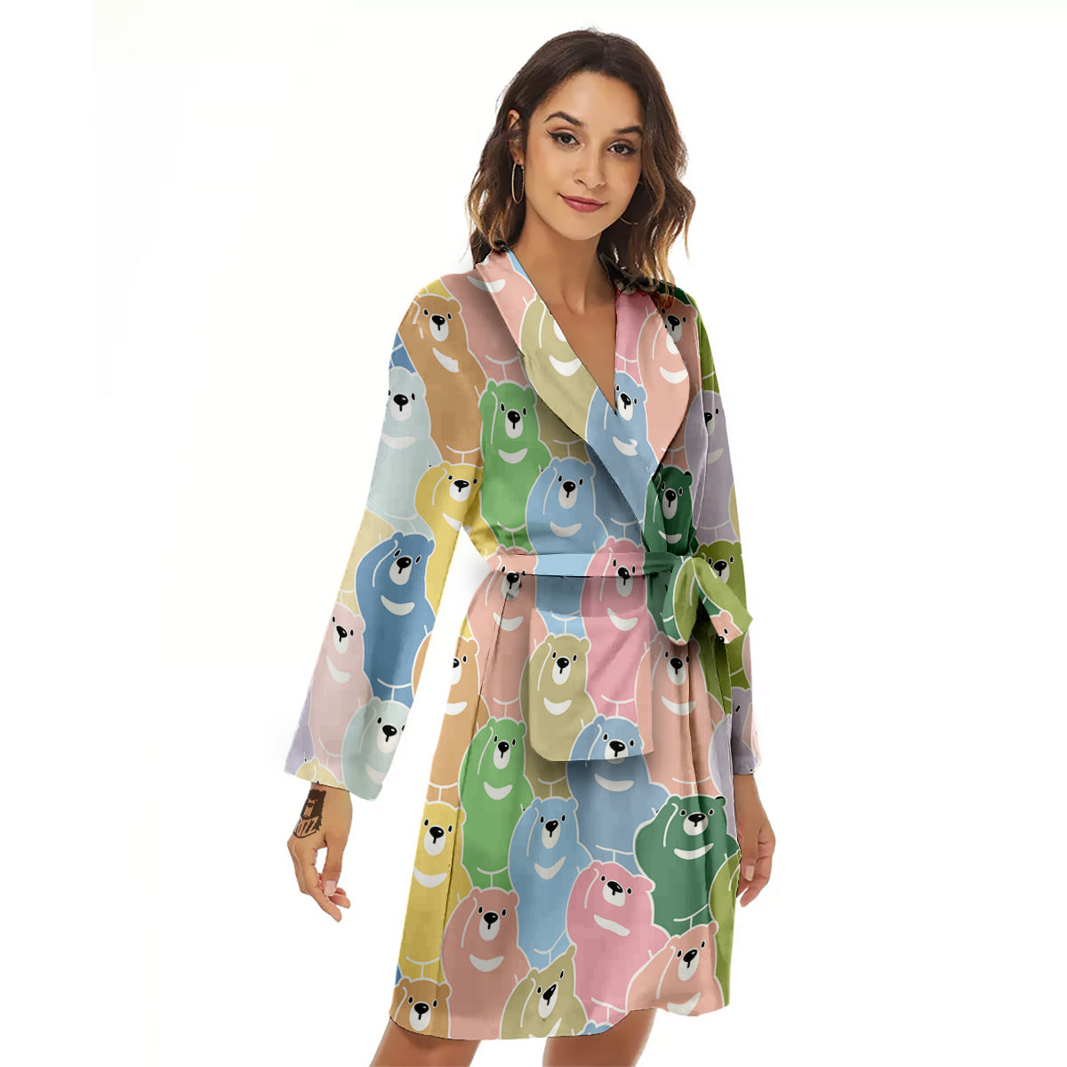 Polar Bear Pastel Print Pattern Women's Robe-grizzshop