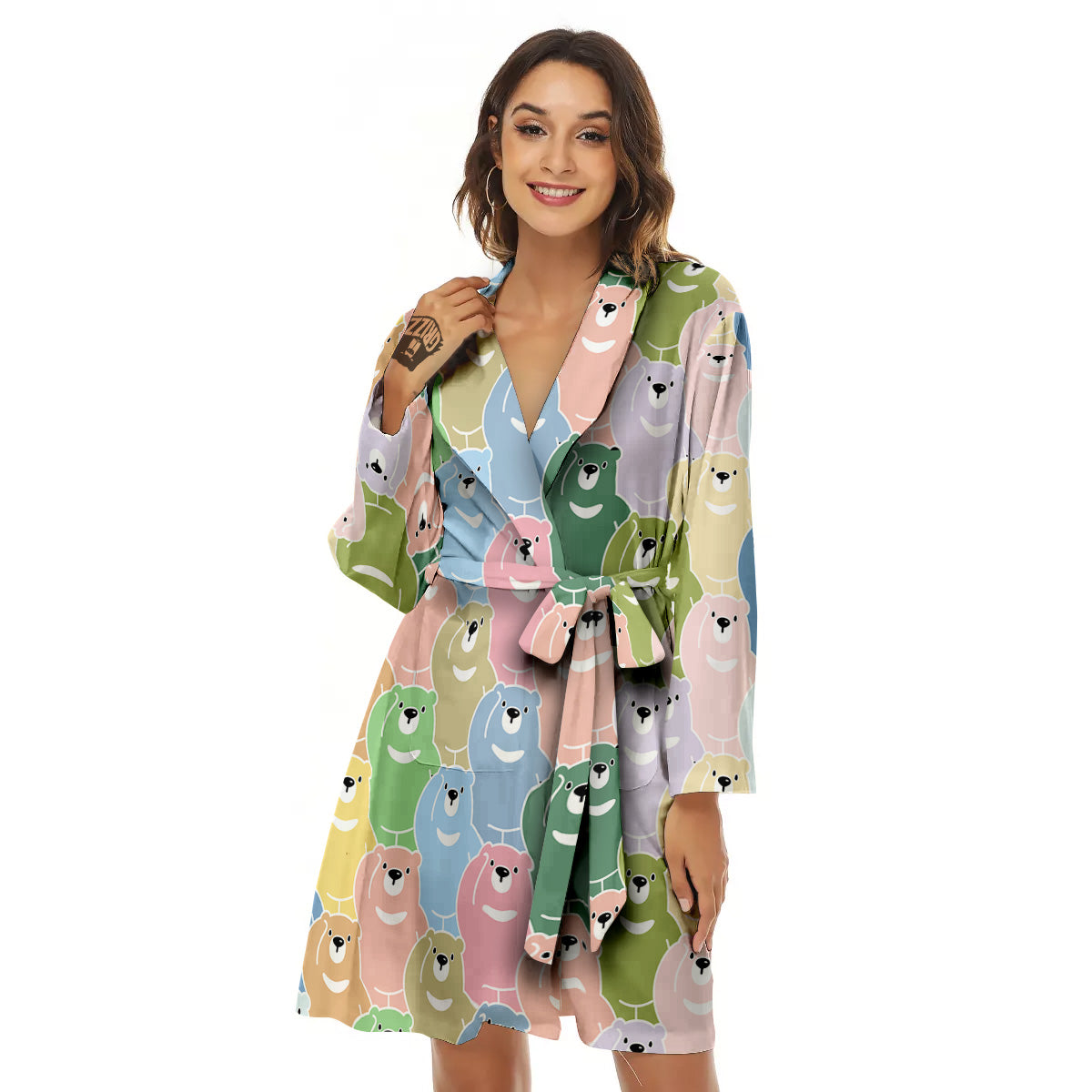Polar Bear Pastel Print Pattern Women's Robe-grizzshop