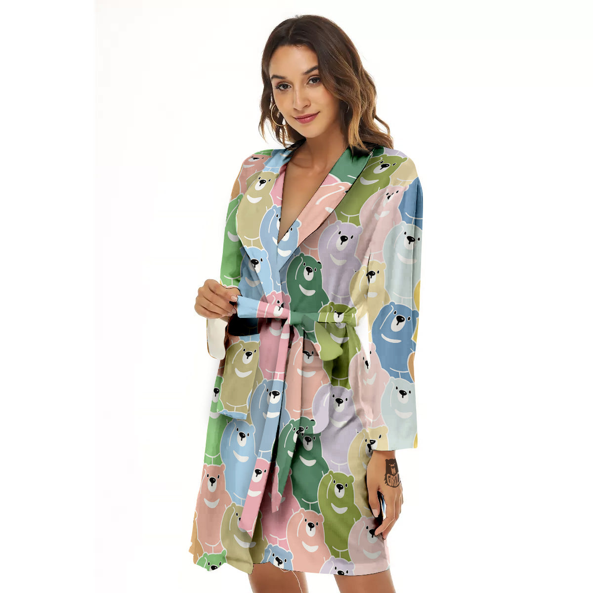 Polar Bear Pastel Print Pattern Women's Robe-grizzshop
