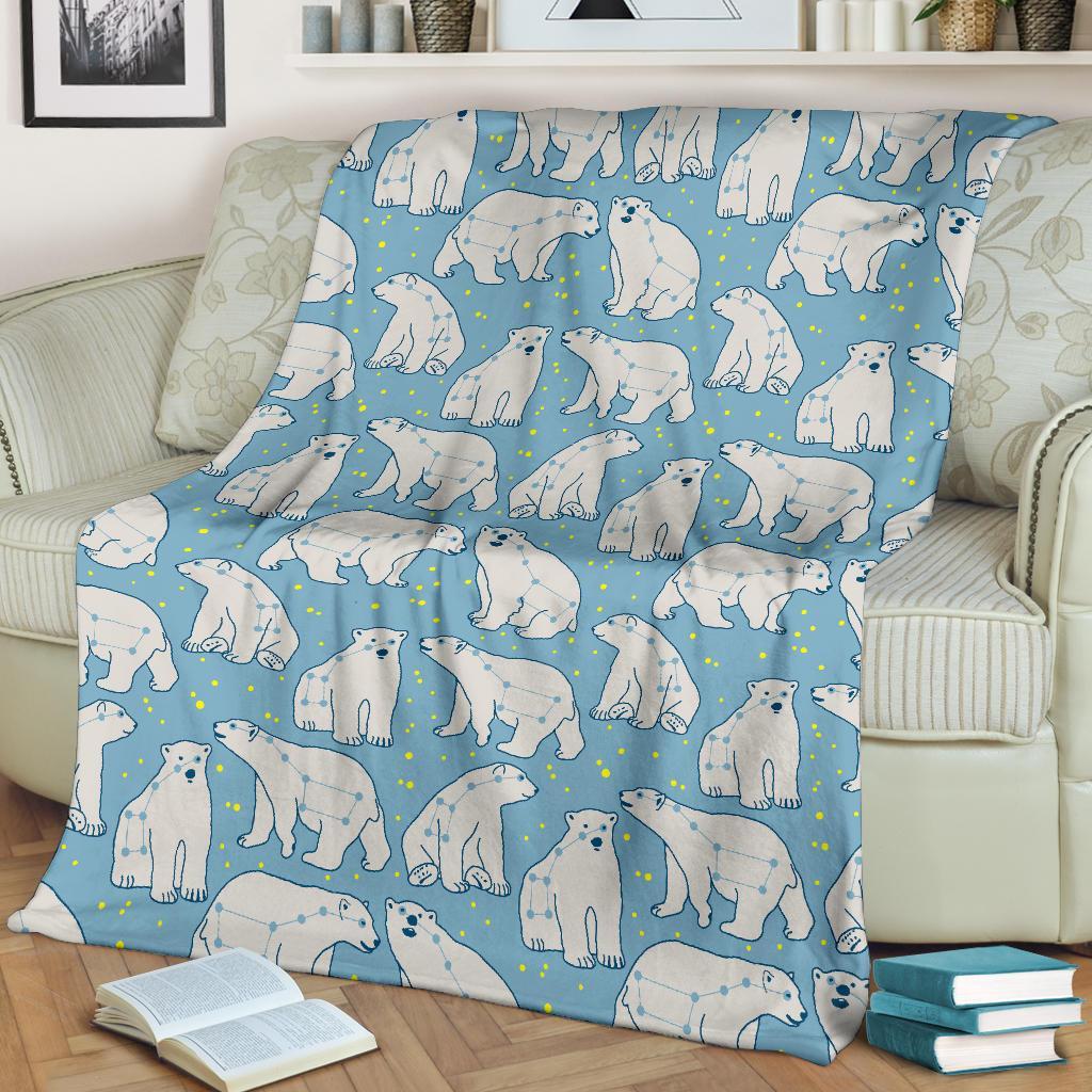 Polar Bear Pattern Print Blanket-grizzshop