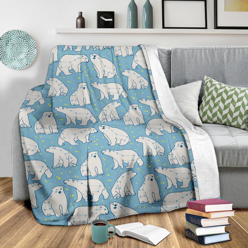 Polar Bear Pattern Print Blanket-grizzshop