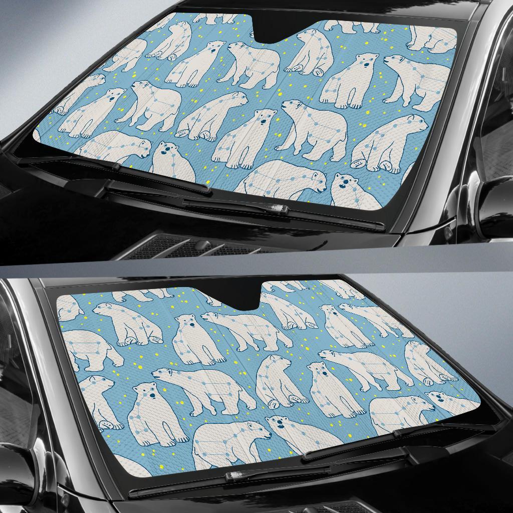 Polar Bear Pattern Print Car Sun Shade-grizzshop