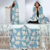 Polar Bear Pattern Print Hooded Blanket-grizzshop