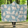 Polar Bear Pattern Print Hooded Blanket-grizzshop