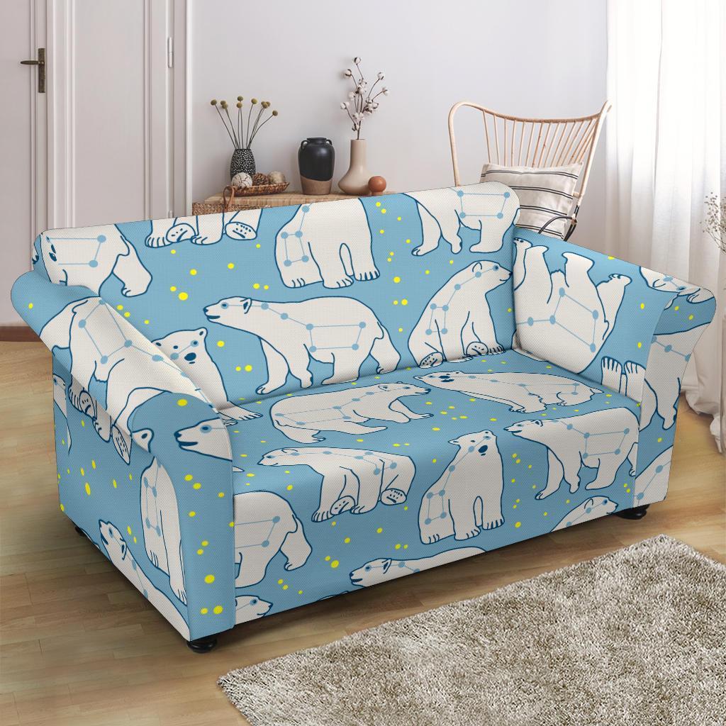 Polar Bear Pattern Print Loveseat Cover-grizzshop