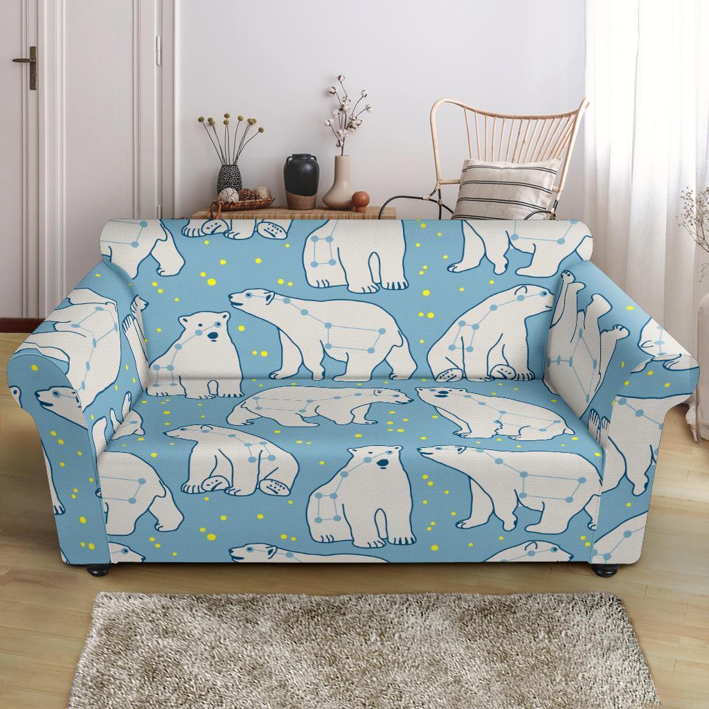 Polar Bear Pattern Print Loveseat Cover-grizzshop