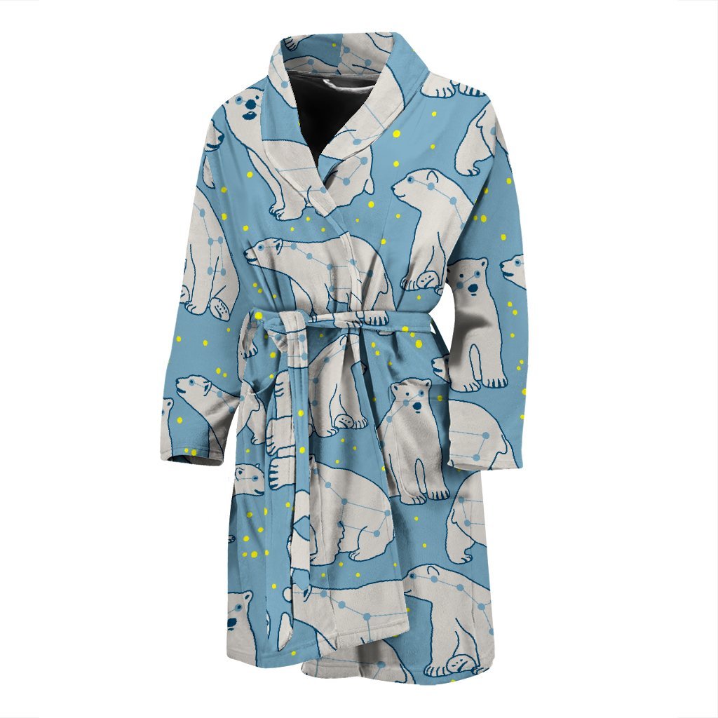 Polar Bear Pattern Print Men Long Robe-grizzshop