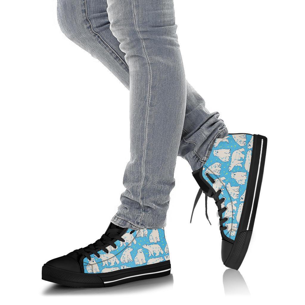 Polar Bear Pattern Print Men Women's High Top Shoes-grizzshop