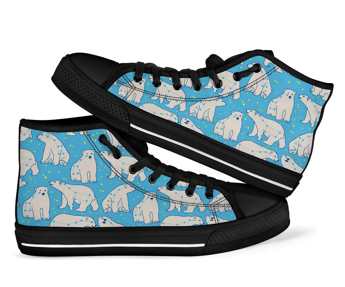 Polar Bear Pattern Print Men Women's High Top Shoes-grizzshop