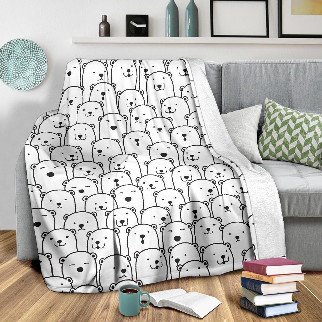 Polar Bear Print Pattern Blanket-grizzshop