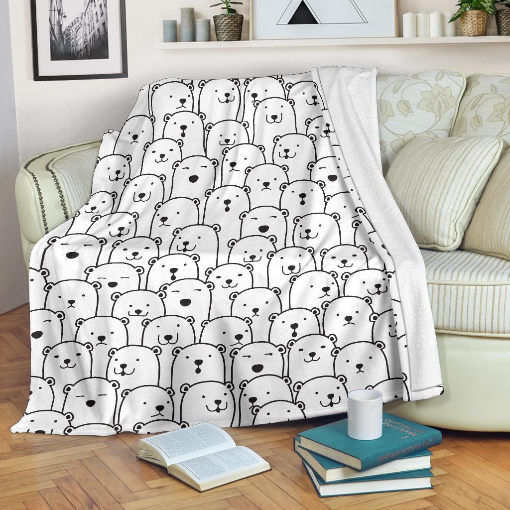 Polar Bear Print Pattern Blanket-grizzshop