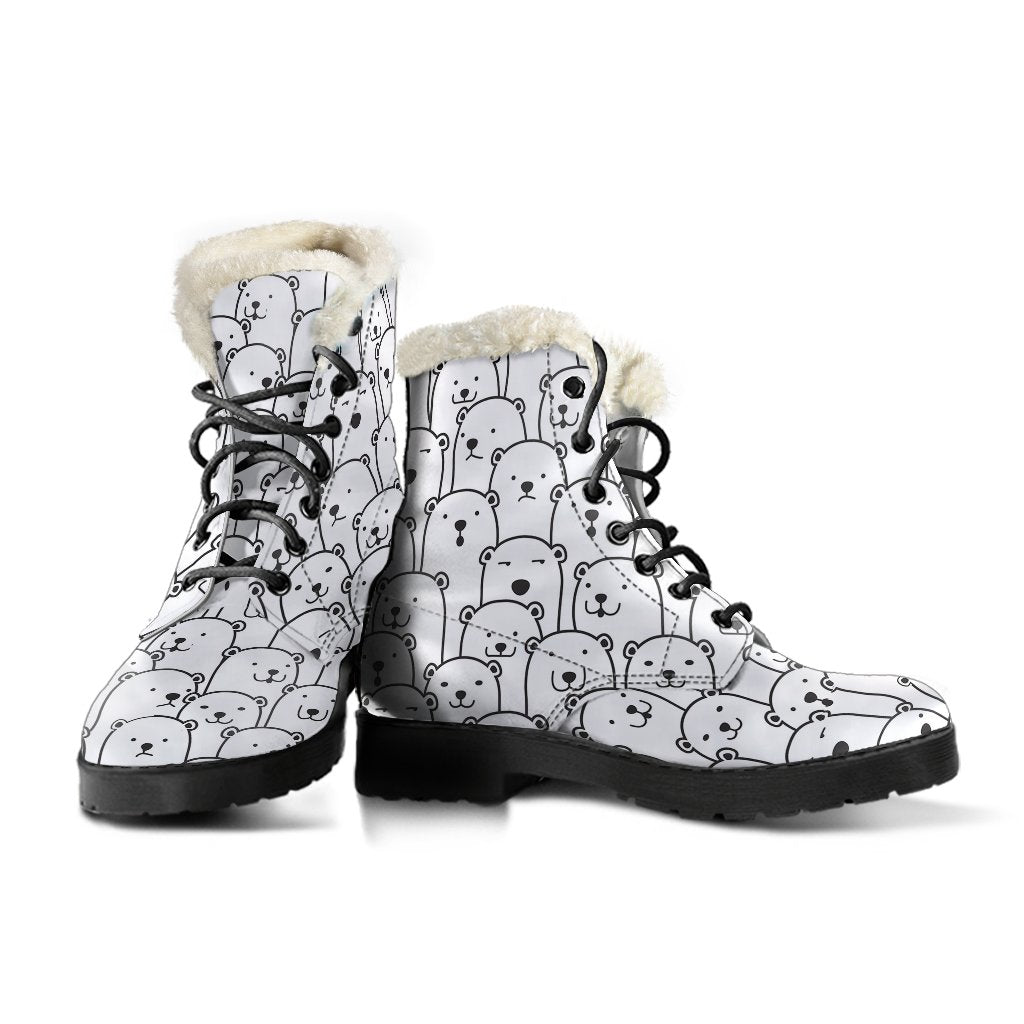Polar Bear Print Pattern Comfy Winter Boots-grizzshop