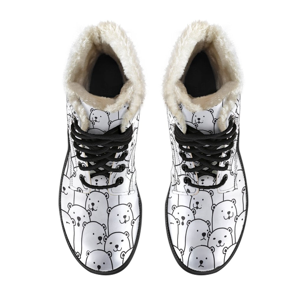 Polar Bear Print Pattern Comfy Winter Boots-grizzshop