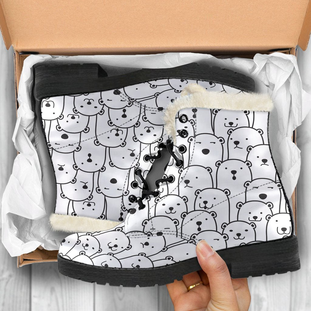 Polar Bear Print Pattern Comfy Winter Boots-grizzshop