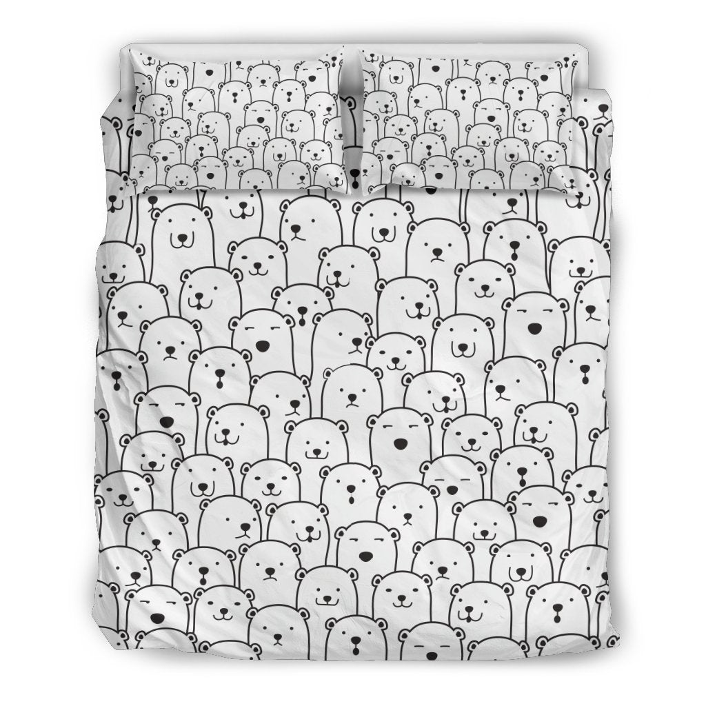 Polar Bear Print Pattern Duvet Cover Bedding Set-grizzshop