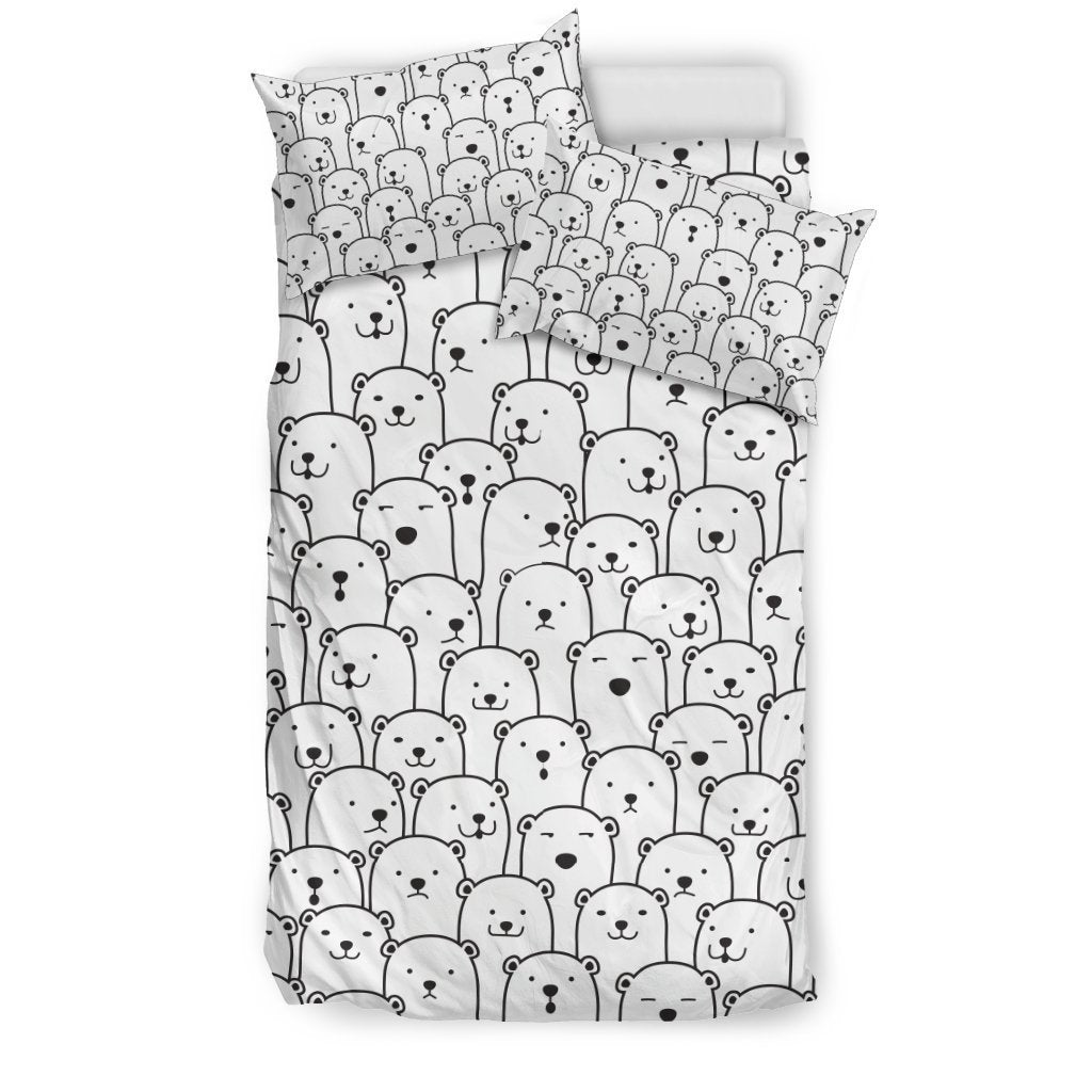 Polar Bear Print Pattern Duvet Cover Bedding Set-grizzshop